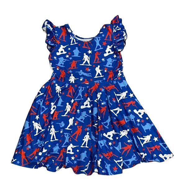 Little Dress Shoppe 4TH OF JULY Army Guys Twirly Dress - Size 6 - Like New! - Picture 1 of 1